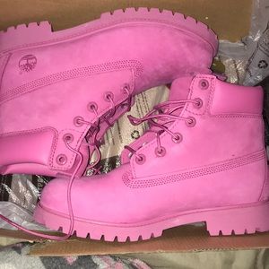Pink timberlands.